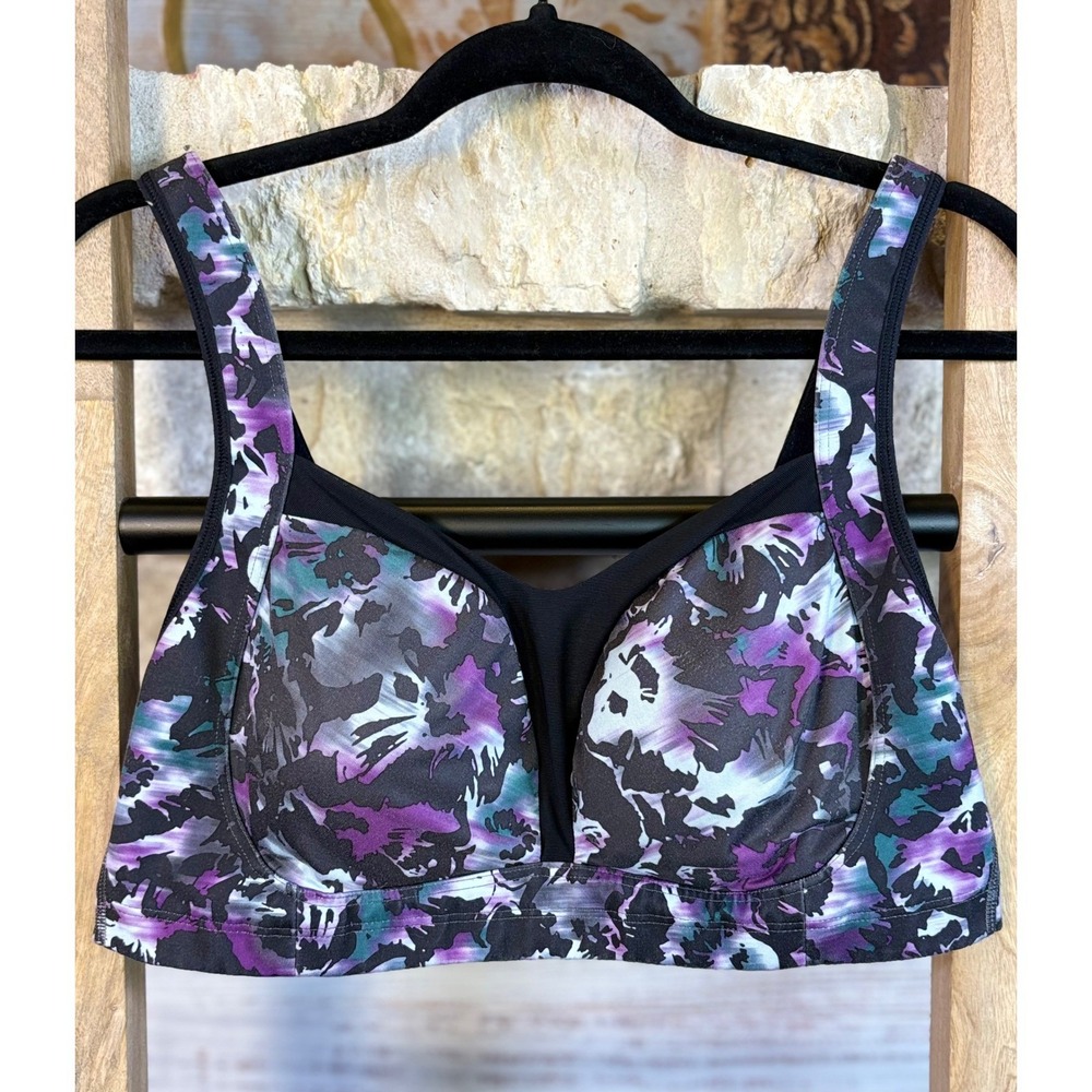 Lululemon Athletica 38D Sports Bra Purple Teal Floral High Impact - Picture 1 of 5
